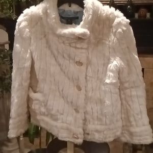 FINAL PRICE MARC JACOBS ivory/bone jacket w big tan snap-on buttons